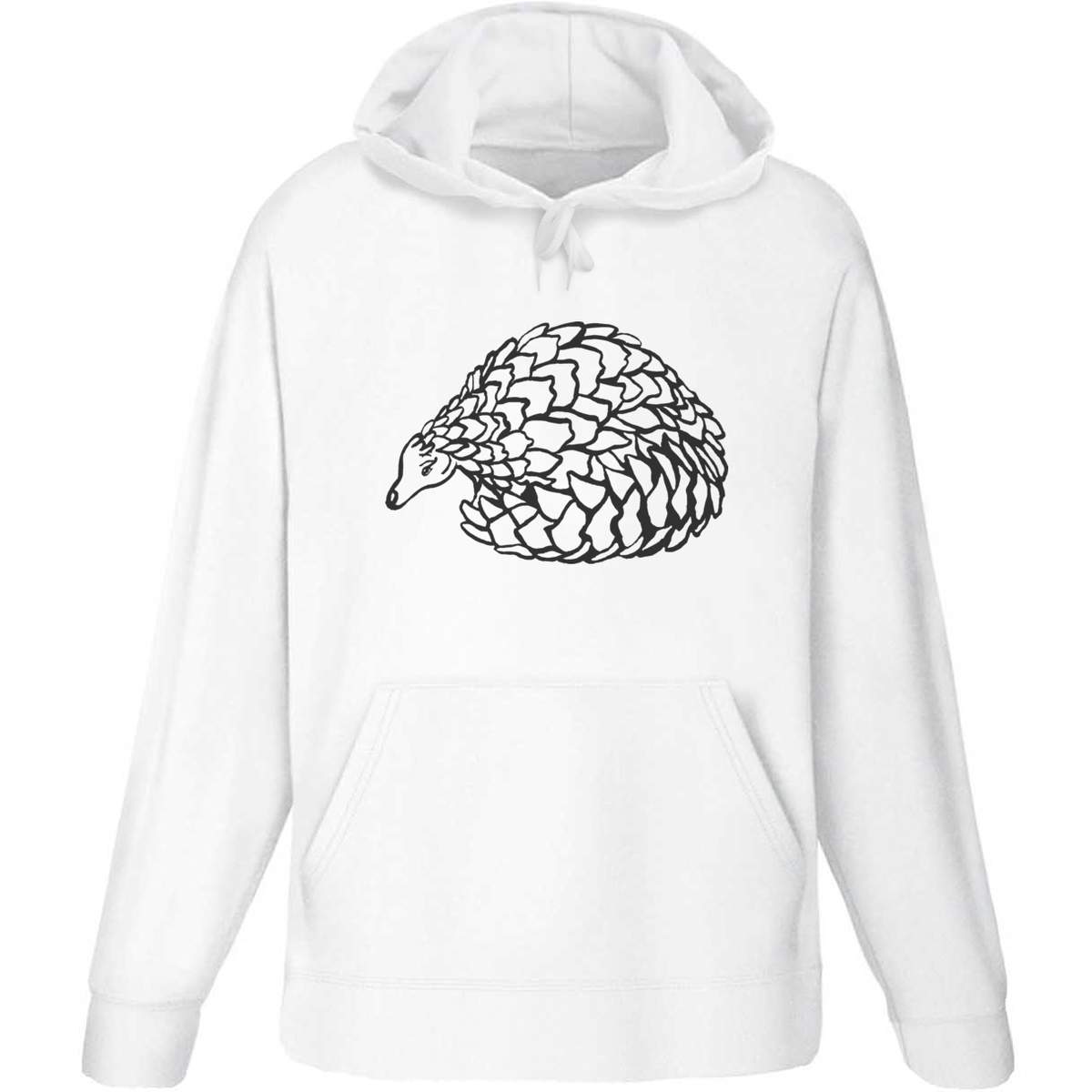 Large 'Pangolin' Adult Hoodie / Hooded Sweater (White) (HO00032035)