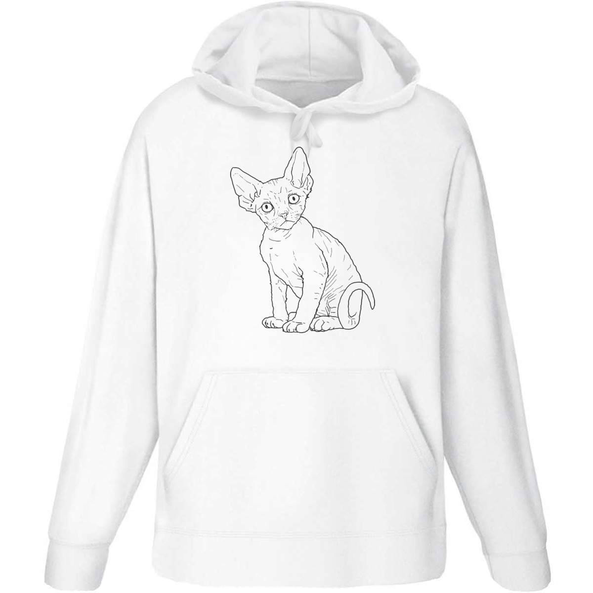 Large 'Devon Rex Kitten' Adult Hoodie / Hooded Sweater (White) (HO00063719)