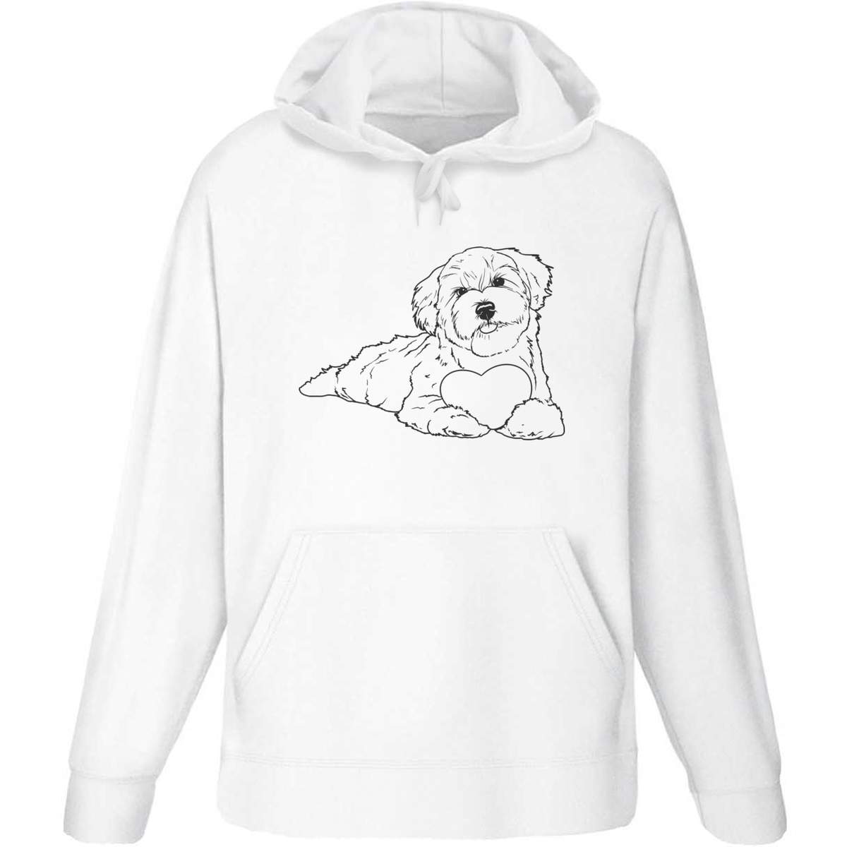 Large 'Love Heart Havanese' Adult Hoodie / Hooded Sweater (White) (HO00074406)
