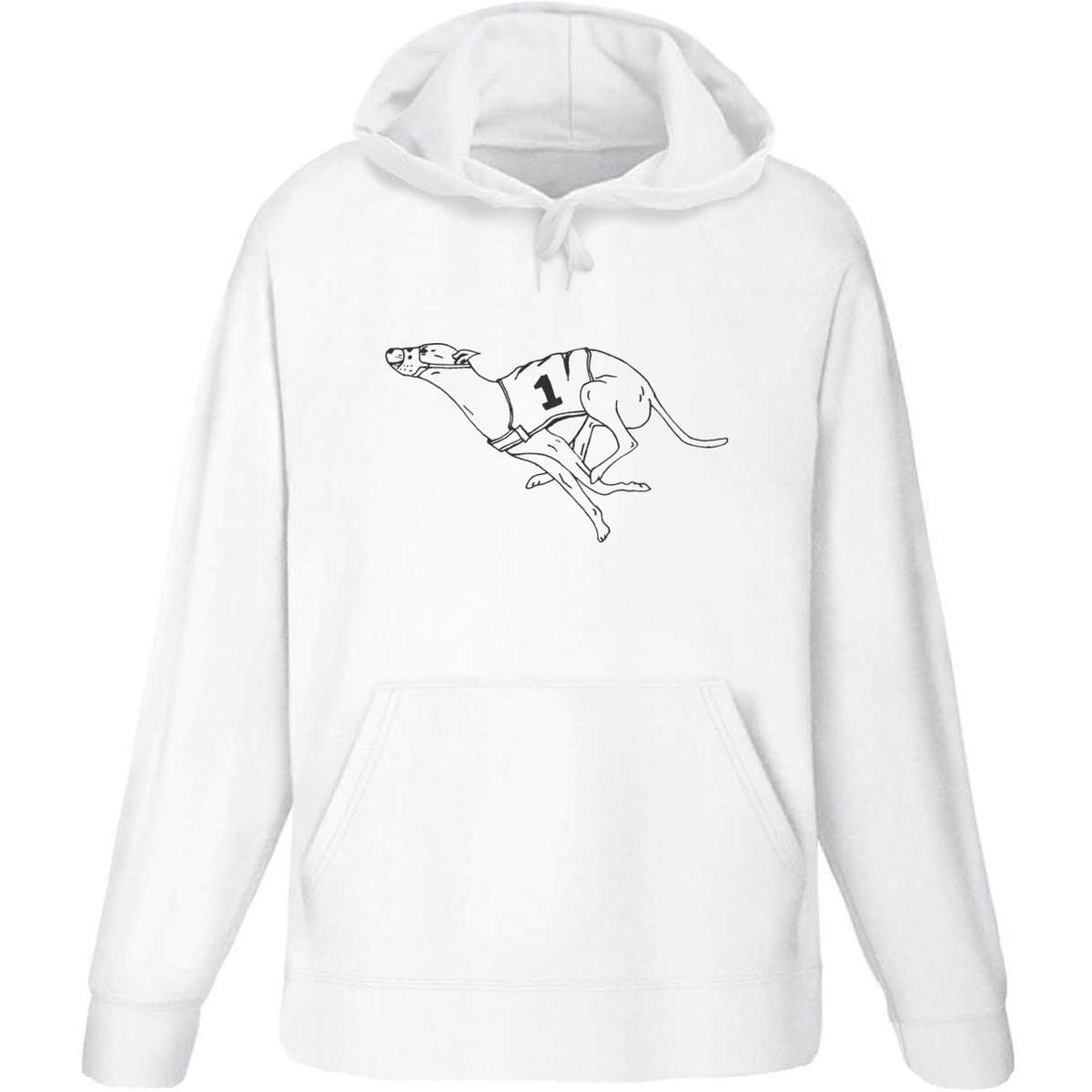 Large 'Racing Greyhound' Adult Hoodie / Hooded Sweater (White) (HO00085946)