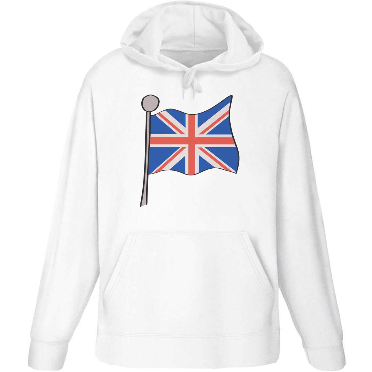 Large 'Union Jack flag' Adult Hoodie / Hooded Sweater (White) (HO00287206)