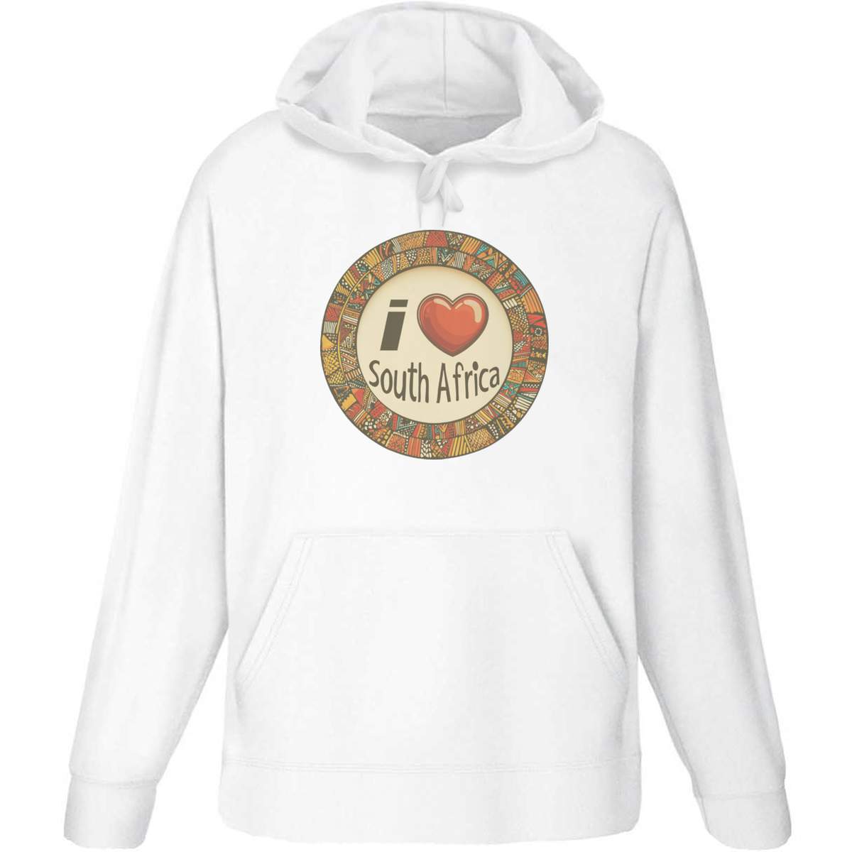 Large 'I Love South Africa with Heart' Adult Hoodie / Hooded Sweater (White) (HO00317776)