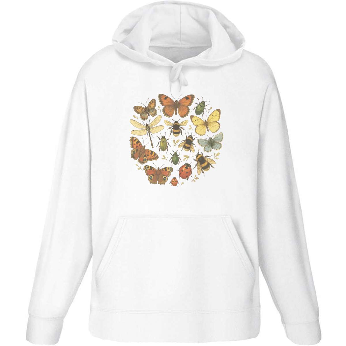 Large 'Insect Collection' Adult Hoodie / Hooded Sweater (White) (HO00339746)