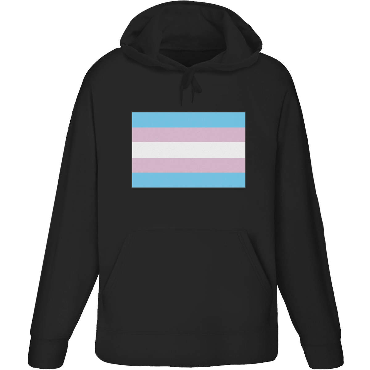 Large 'Transgender Pride Flag' Adult Hoodie / Hooded Sweater / Jumper (Black) (HO00159779)