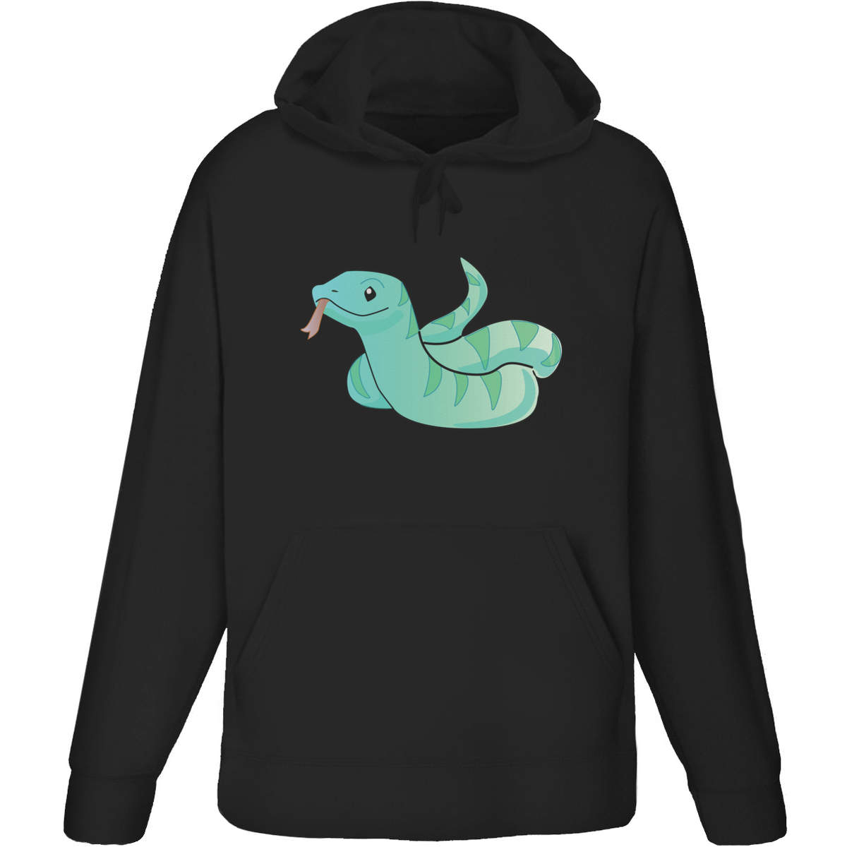 Large 'Green Snake' Adult Hoodie / Hooded Sweater / Jumper (Black) (HO00174743)