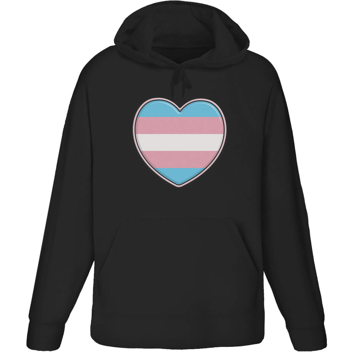 Large 'Transgender Pride Heart' Adult Hoodie / Hooded Sweater / Jumper (Black) (HO00184895)