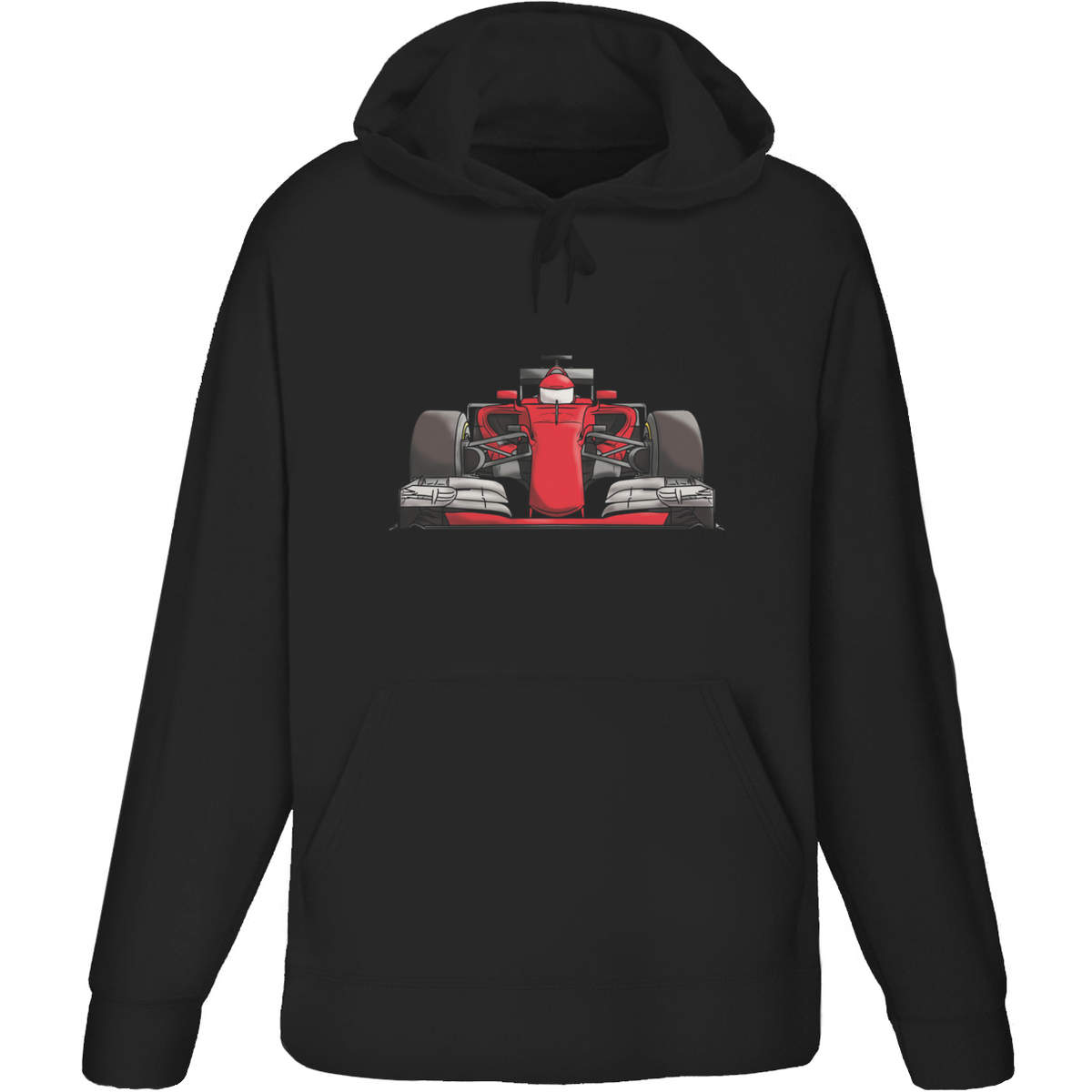 'Red Race Car' Adult Hoodie - Black, L - High-Speed Racing Vehicle Front View - Hooded Sweatshirt / Jumper for Training, Sports and Outdoor Wear (HO00190133)