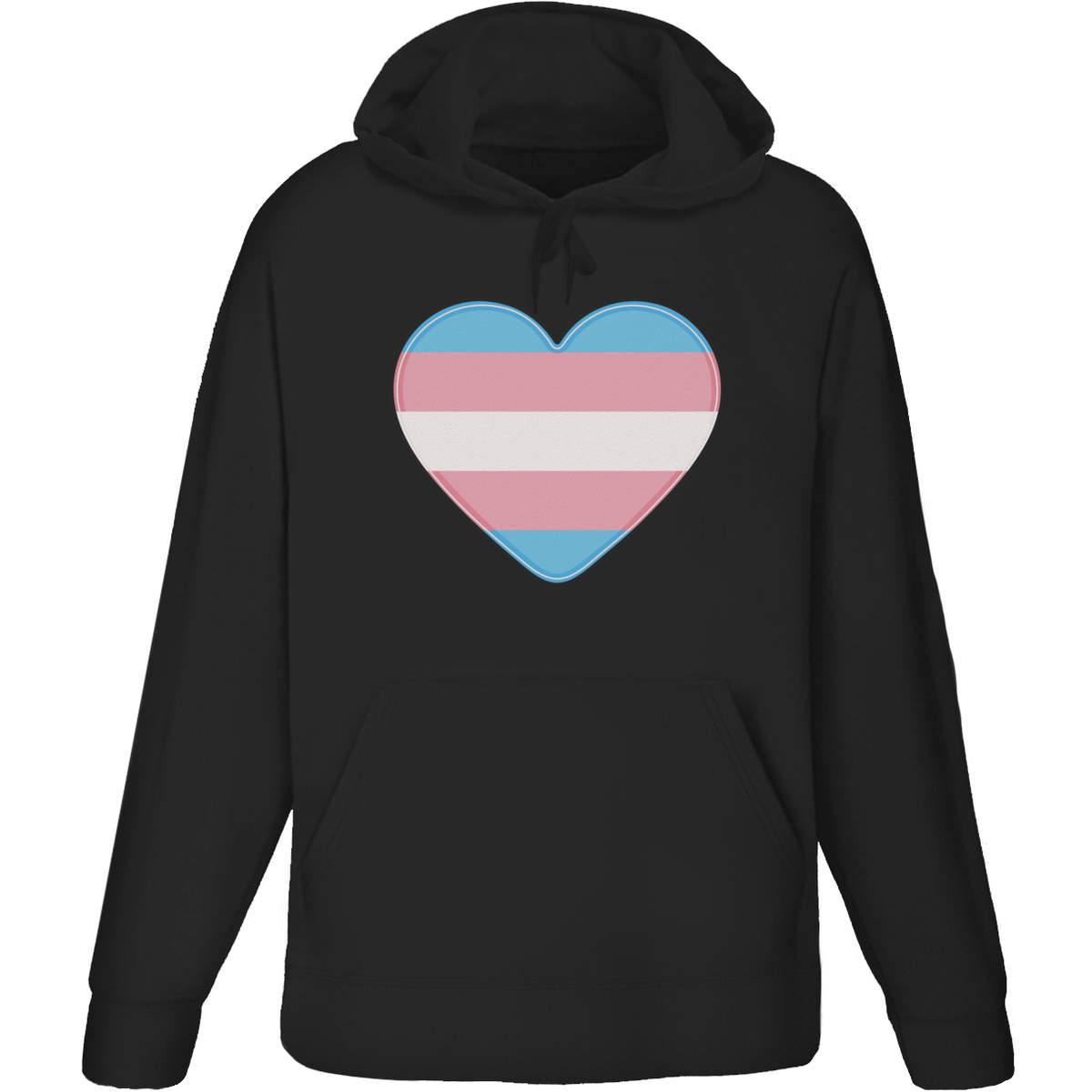 Large 'Transgender Flag Heart' Adult Hoodie / Hooded Sweater / Jumper (Black) (HO00200615)