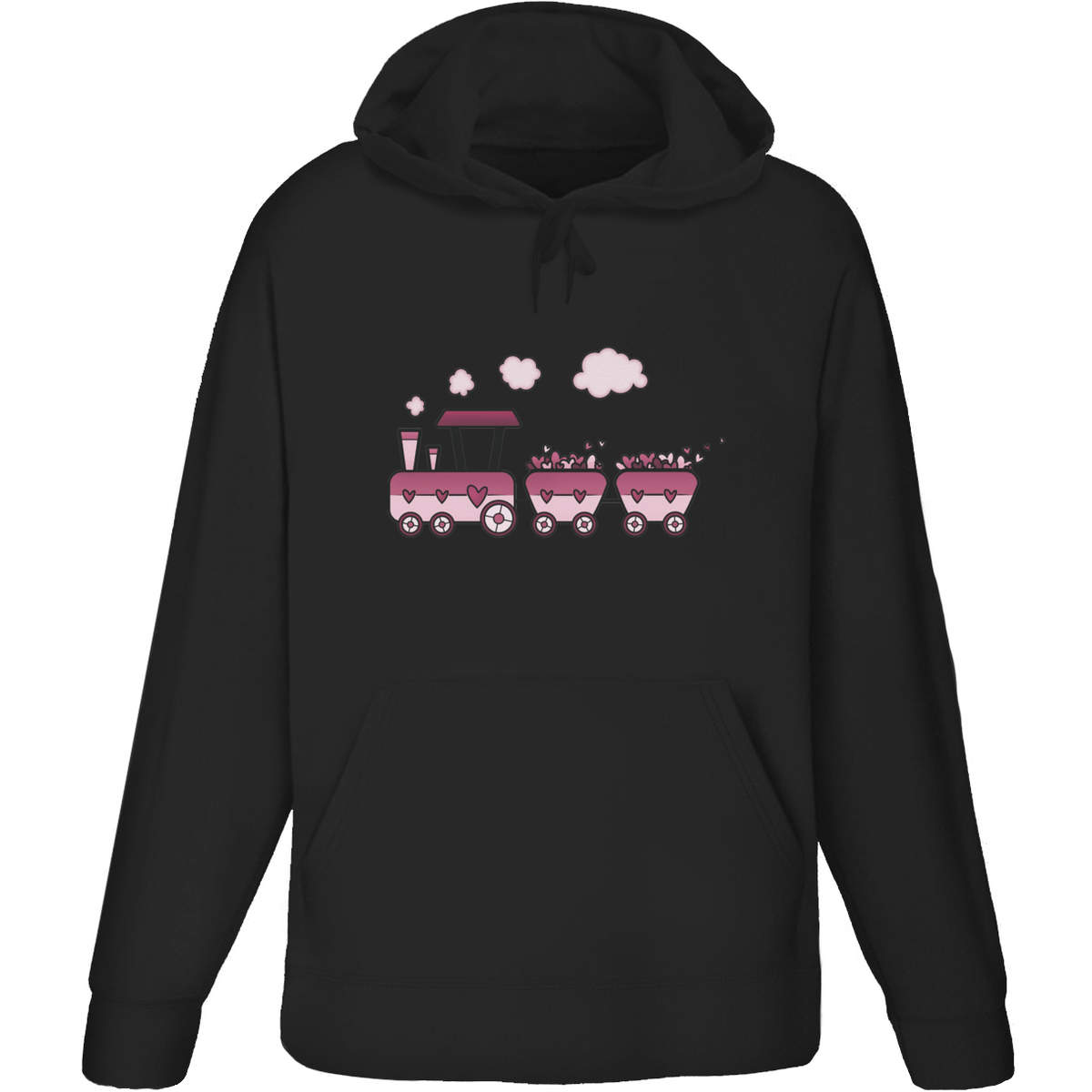 Large 'Love Train' Adult Hoodie / Hooded Sweater / Jumper (Black) (HO00217745)