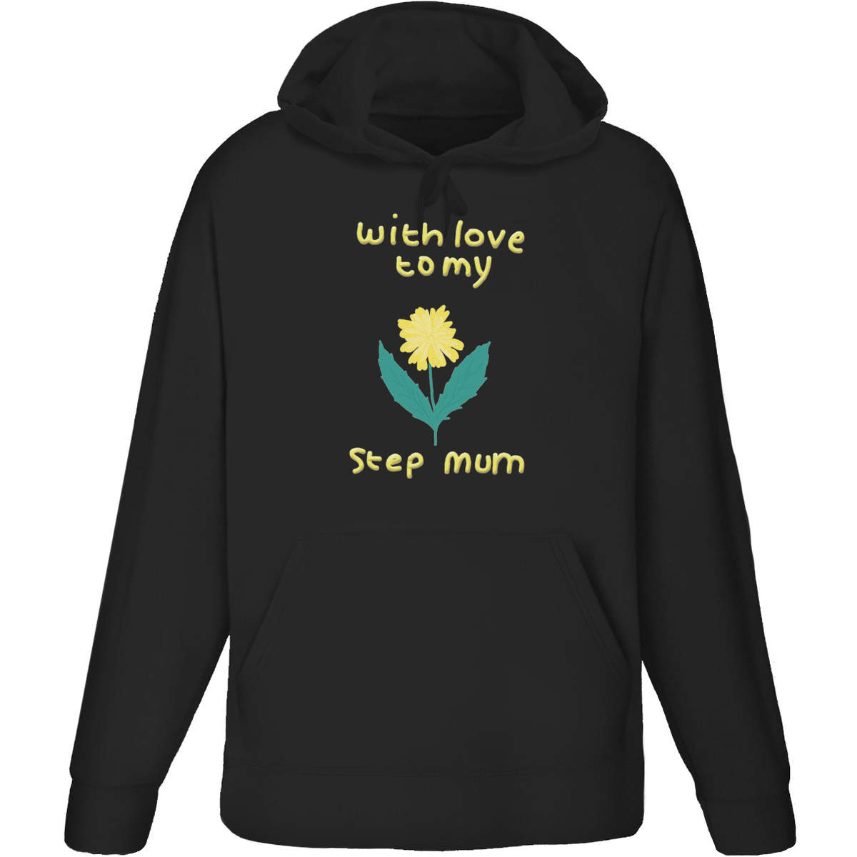 Large 'With Love To My Step Mum' Adult Hoodie / Hooded Sweater / Jumper (Black) (HO00253211)