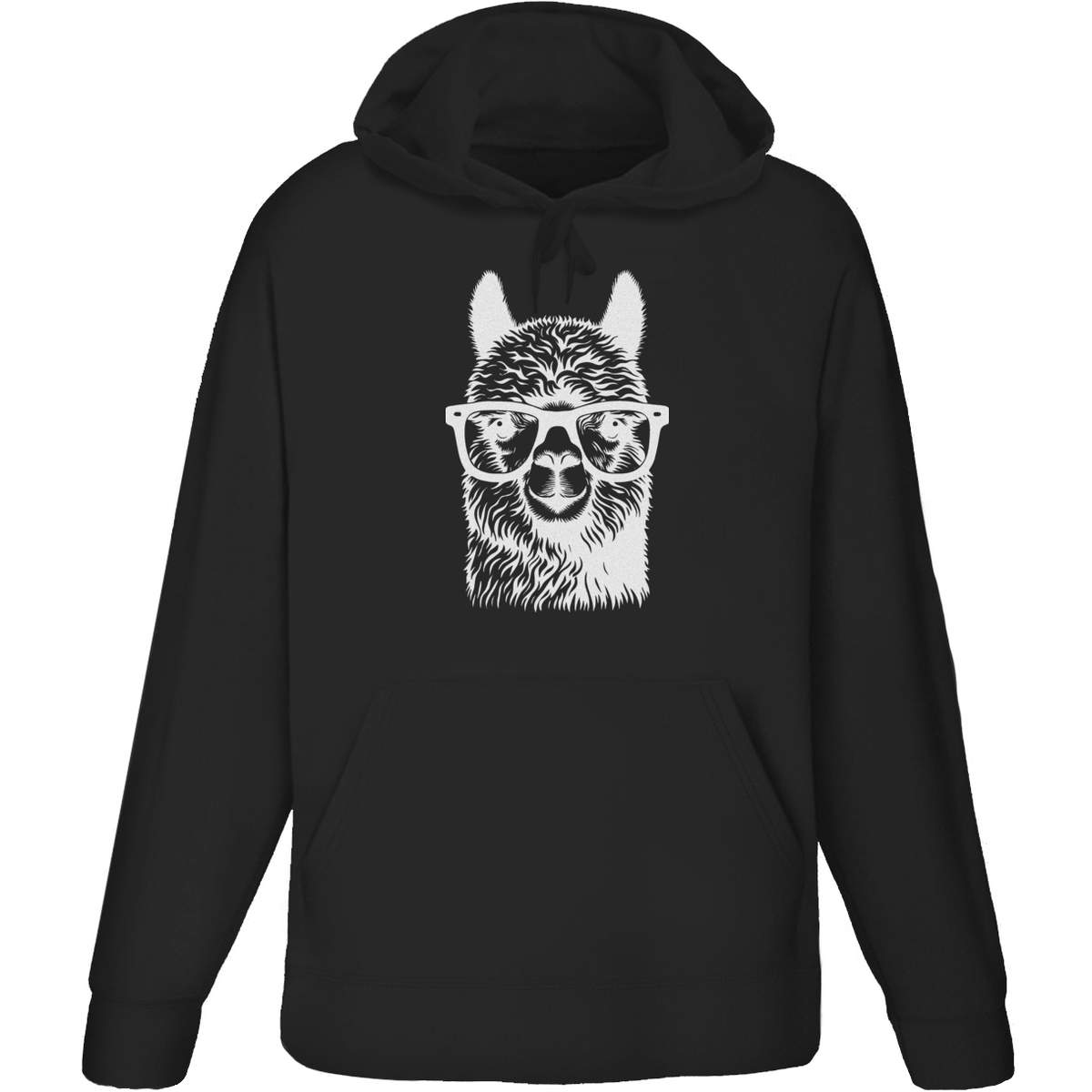 'Alpaca Wearing Glasses' Adult Hoodie - Black, L - Hooded Sweatshirt / Jumper for Training, Sports and Outdoor Wear (HO00281561)