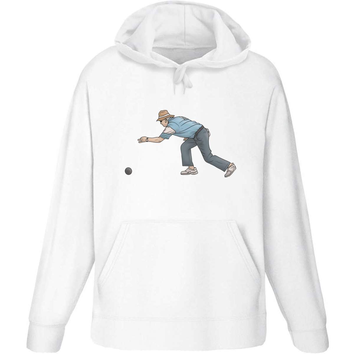 Medium 'Man Playing Lawn Bowls' Adult Hoodie / Hooded Sweater (White) (HO00084385)