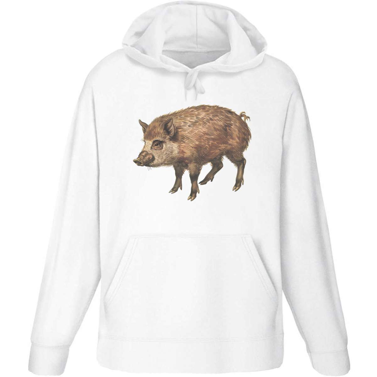 Medium 'Wild Hog' Adult Hoodie / Hooded Sweater (White) (HO00290605)