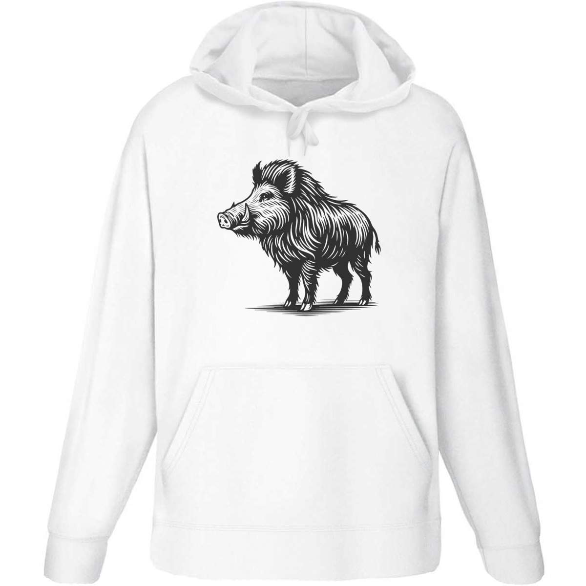 Medium 'Wild Boar Standing' Adult Hoodie / Hooded Sweater (White) (HO00343285)