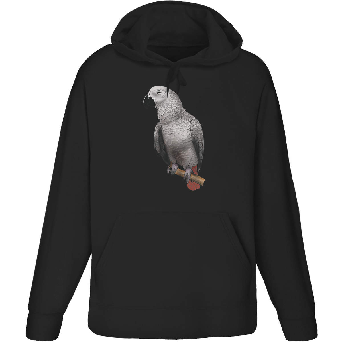 'African  Grey Parrot' Adult Hoodie - Black, M - Hooded Sweatshirt / Jumper for Training, Sports and Outdoor Wear (HO00175984)