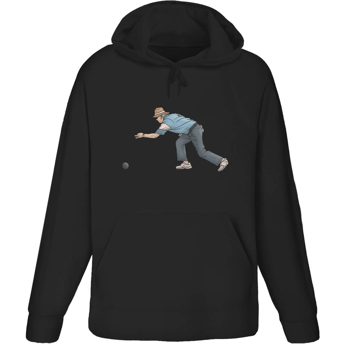 Medium 'Man Playing Lawn Bowls' Adult Hoodie / Hooded Sweater / Jumper (Black) (HO00202162)