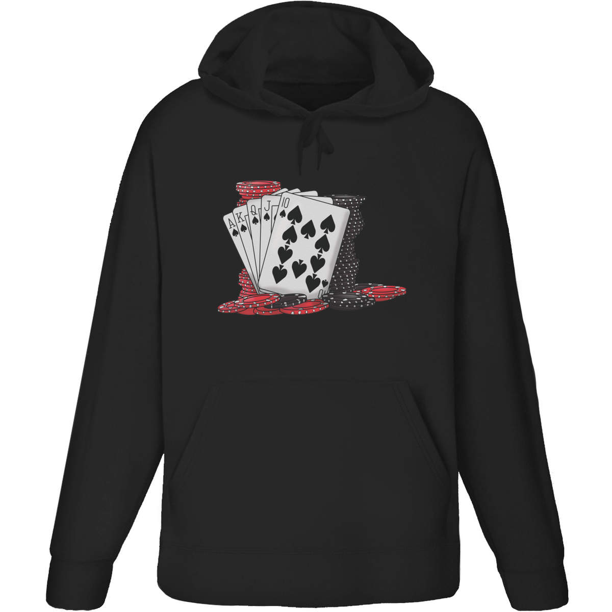 Medium 'Cards & Poker Chips' Adult Hoodie / Hooded Sweater / Jumper (Black) (HO00213466)