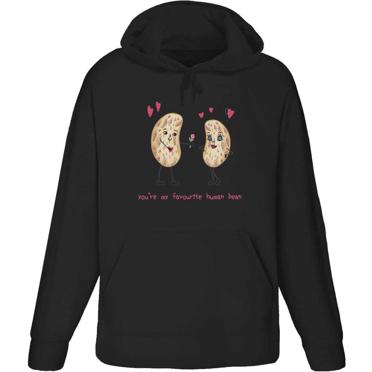 Medium 'You're My Favourite Human Bean' Adult Hoodie / Hooded Sweater / Jumper (Black) (HO00246770)