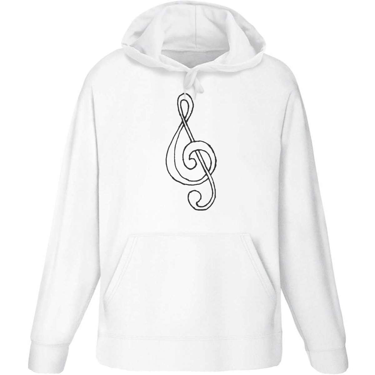 Small 'Music Symbol' Adult Hoodie / Hooded Sweater (White) (HO00009401)