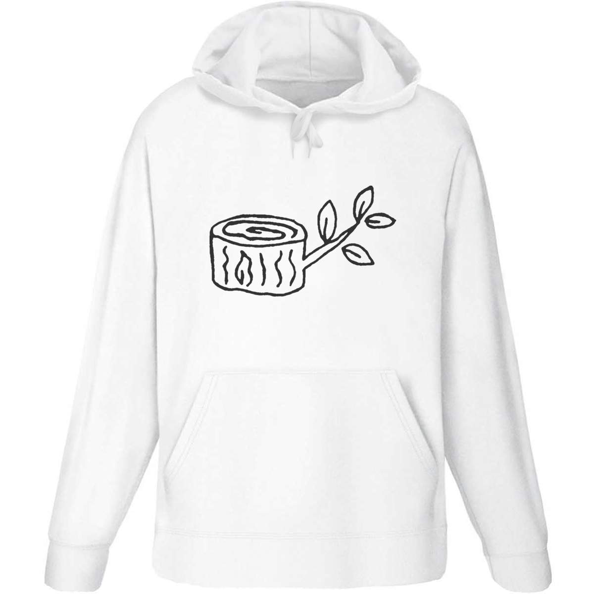 Small 'Tree Stump' Adult Hoodie / Hooded Sweater (White) (HO00027453)