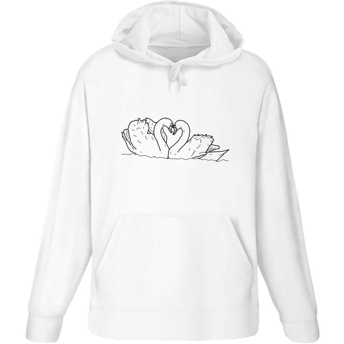 Small 'Love Swans' Adult Hoodie / Hooded Sweater (White) (HO00051217)