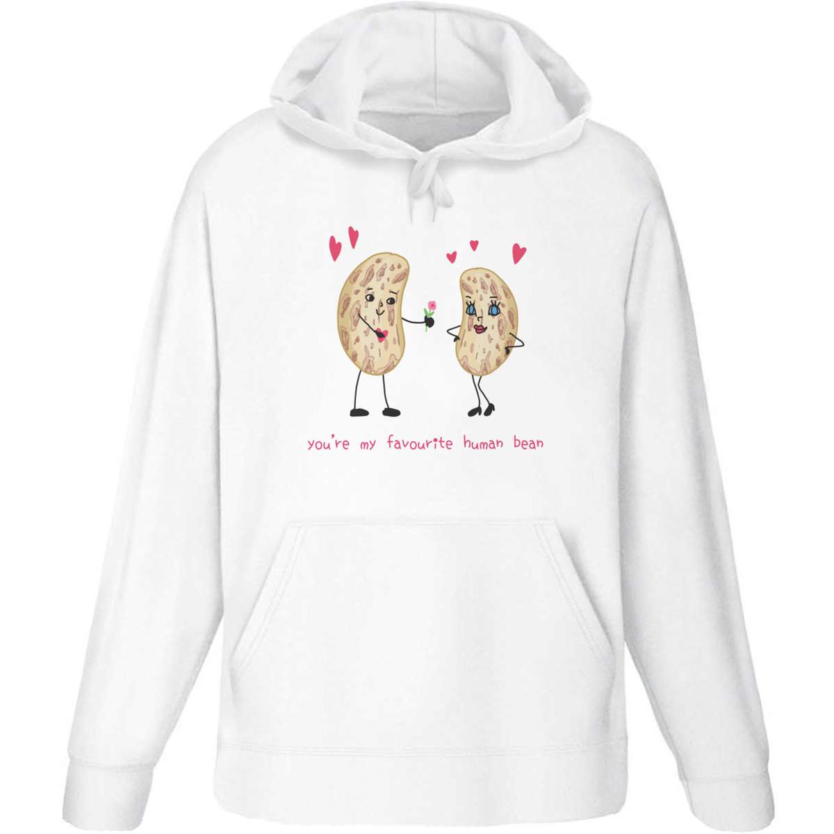 Small 'You're My Favourite Human Bean' Adult Hoodie / Hooded Sweater (White) (HO00246774)
