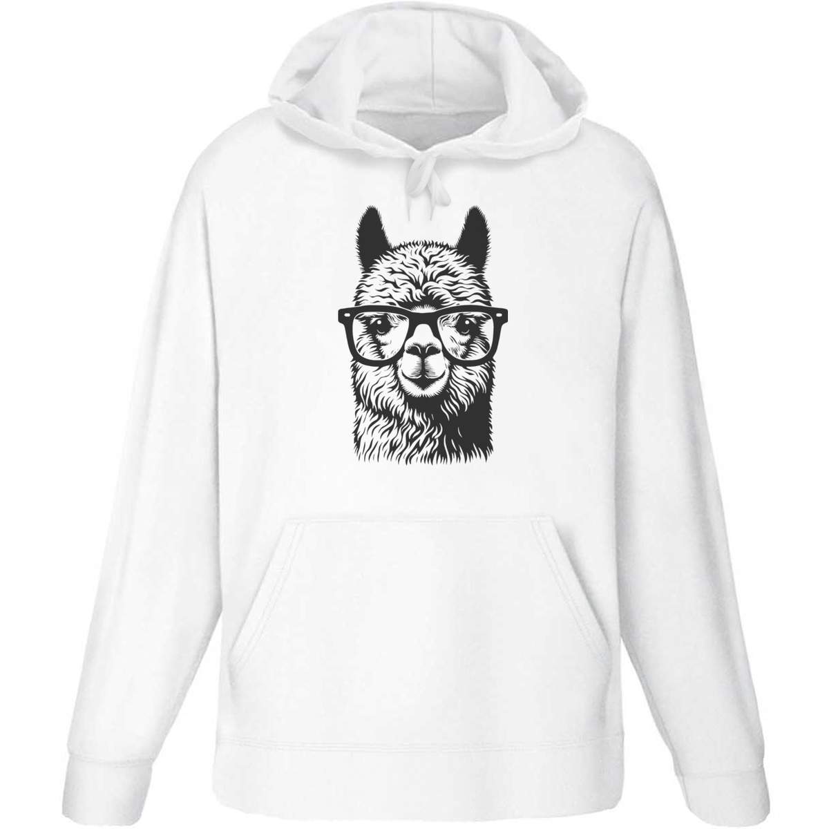 Small 'Alpaca Wearing Glasses' Adult Hoodie / Hooded Sweater (White) (HO00281564)