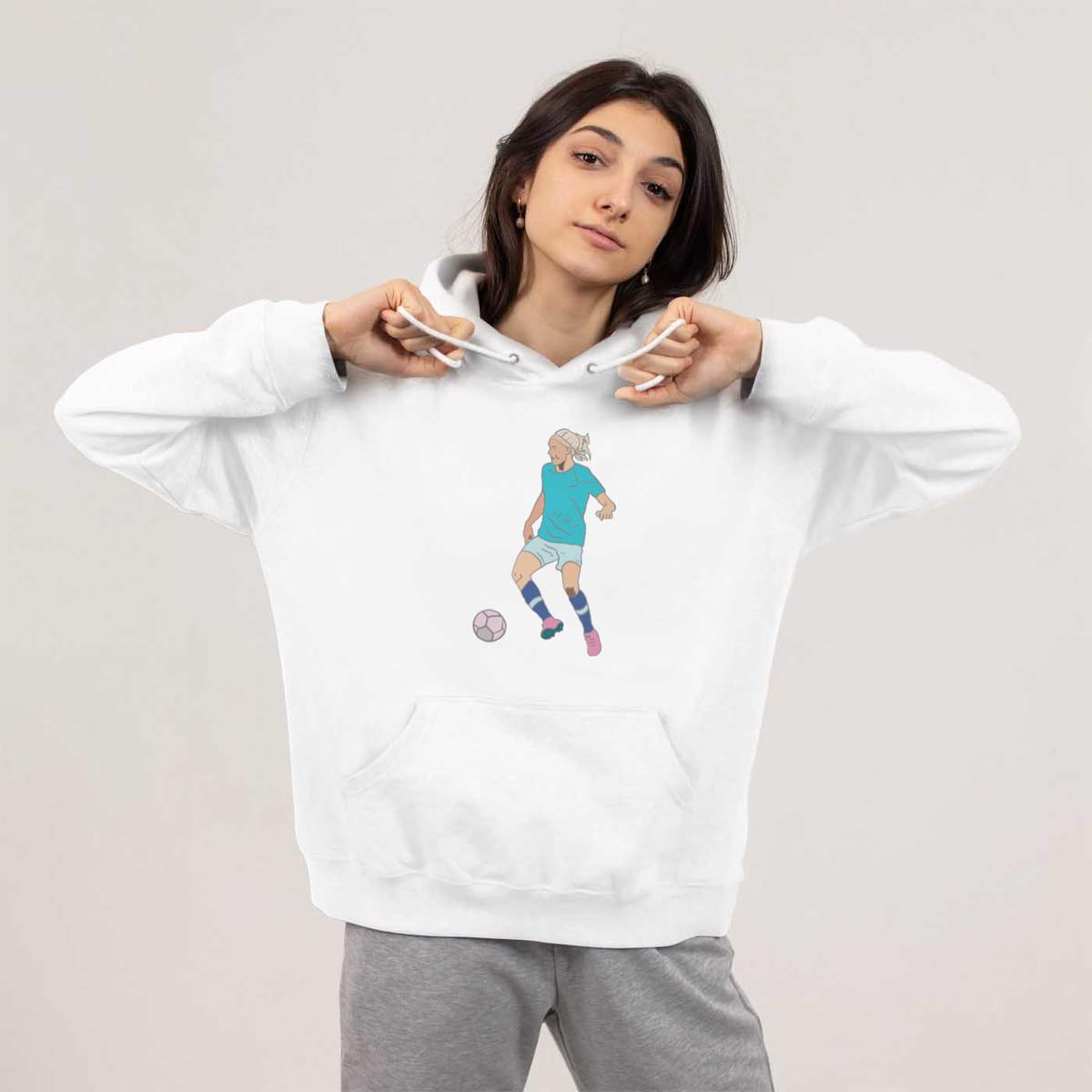 'Woman Football Player ' Adult Hoodie / Hooded Sweater (HO052031) - Picture 12 of 15