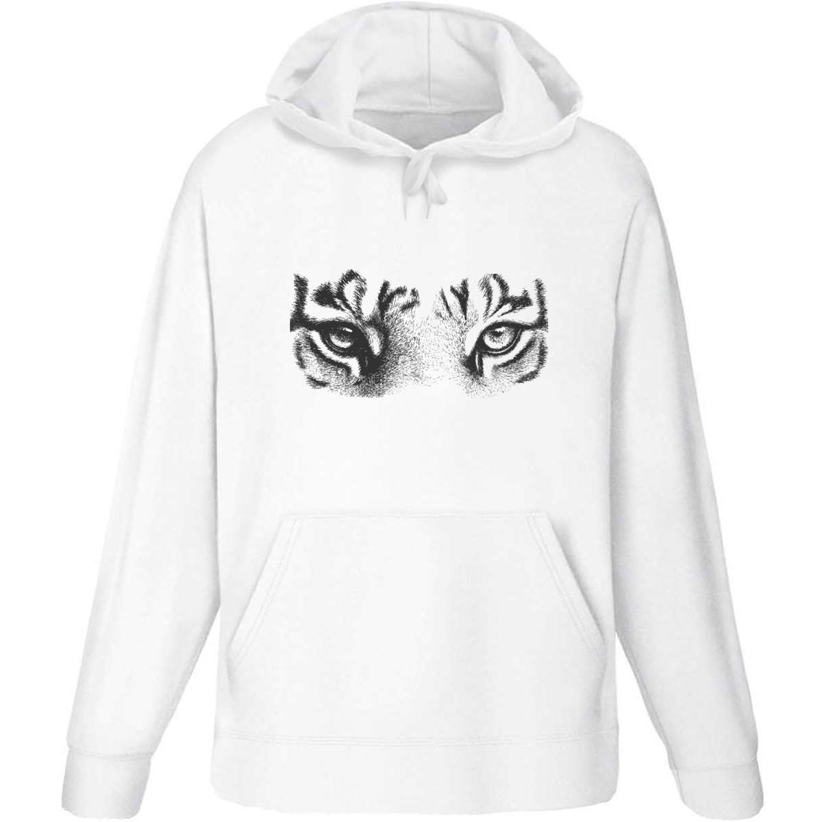 'Tiger Eyes' Adult Hoodie - White, S - Hooded Sweatshirt / Jumper for Training, Sports and Outdoor Wear (HO00378044)