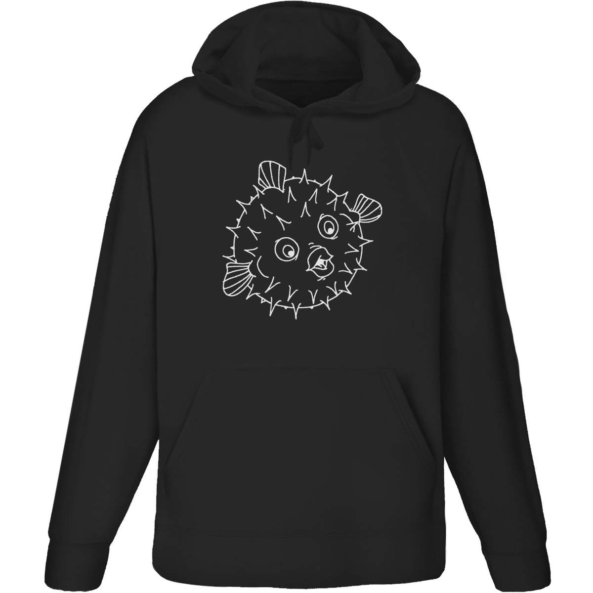 Small 'Puffer Fish' Adult Hoodie / Hooded Sweater / Jumper (Black) (HO00145263)