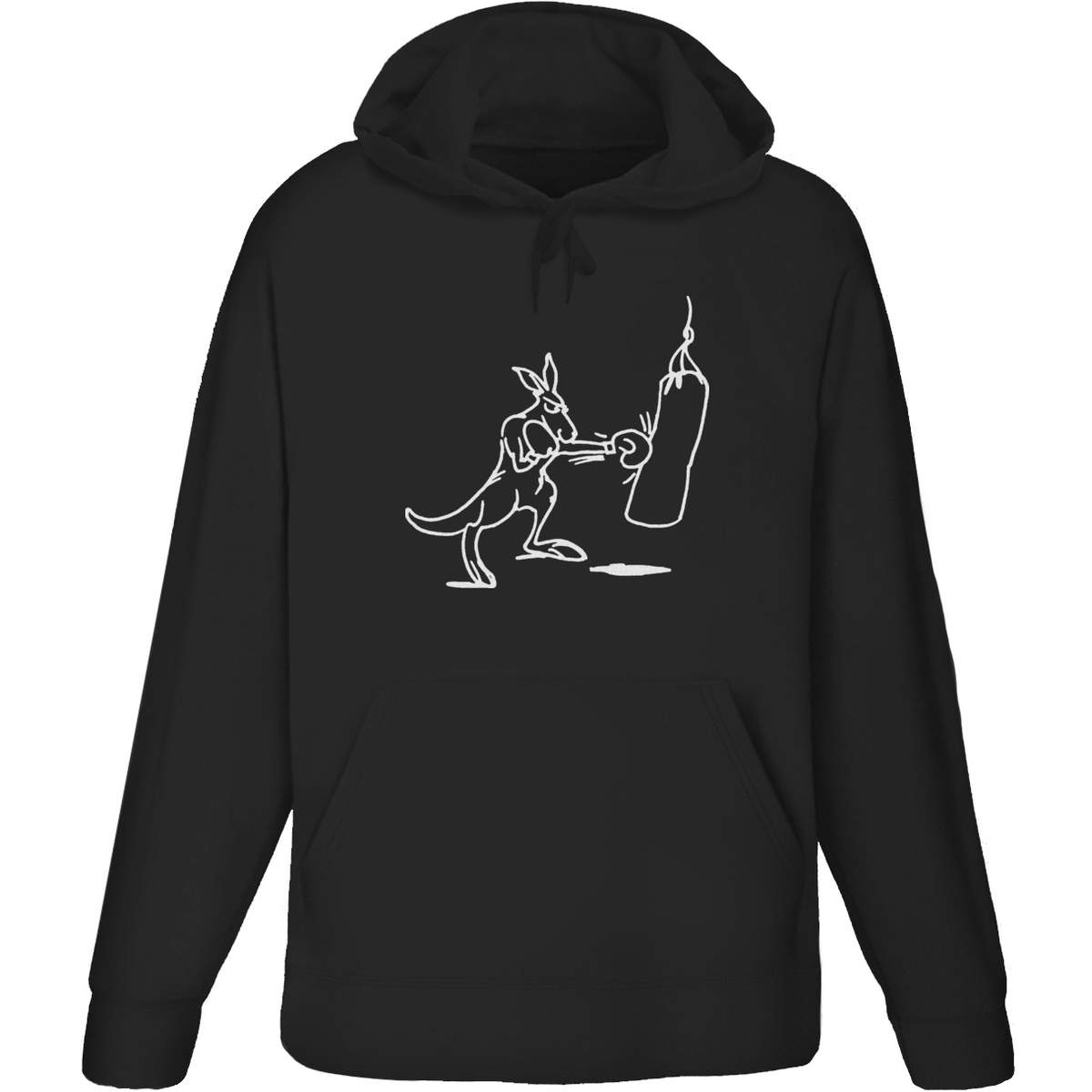 'Boxing Kangaroo' Adult Hoodie - Black, S - Hooded Sweatshirt / Jumper for Training, Sports and Outdoor Wear (HO00209553)