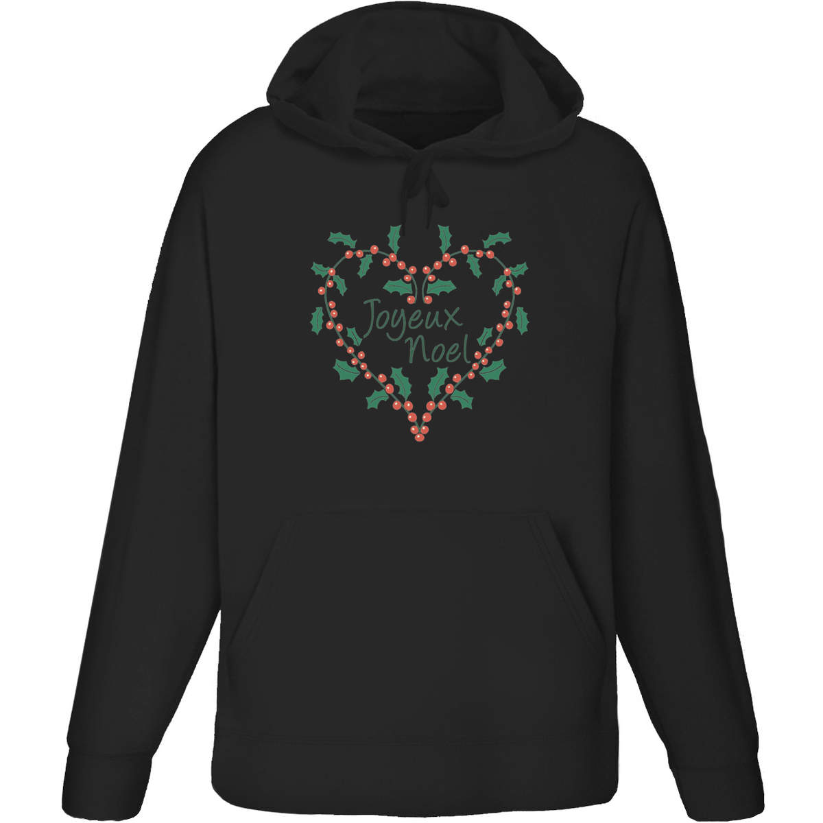 'Joyeux Noel Heart' Adult Hoodie / Hooded Sweater (HO050738)