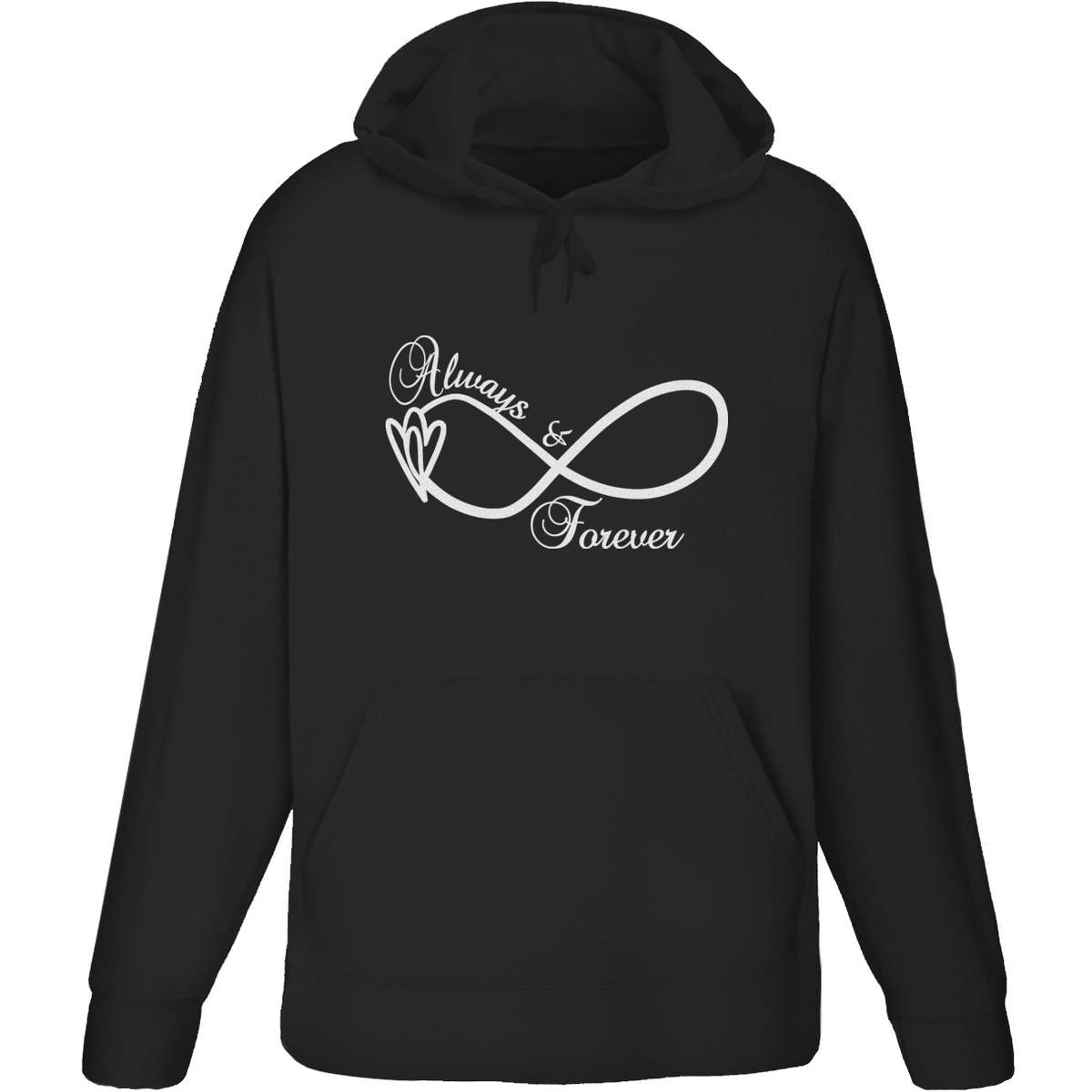 Small 'Always And Forever' Adult Hoodie / Hooded Sweater / Jumper (Black) (HO00305689)
