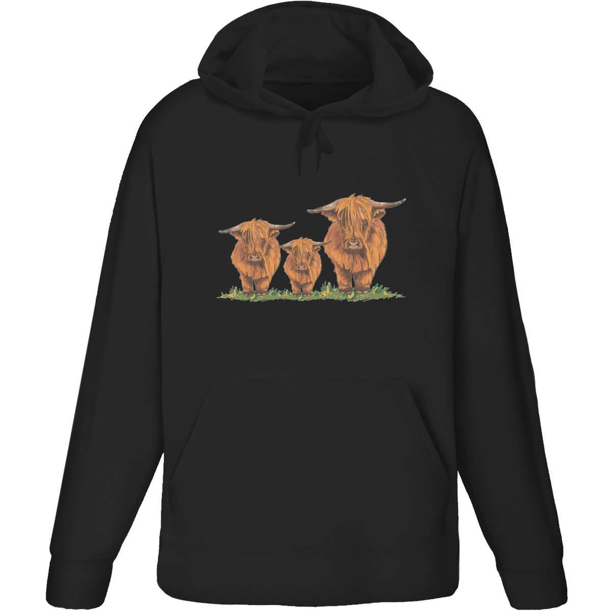 'Highland Coo Family' Adult Hoodie / Hooded Sweater (HO057230)