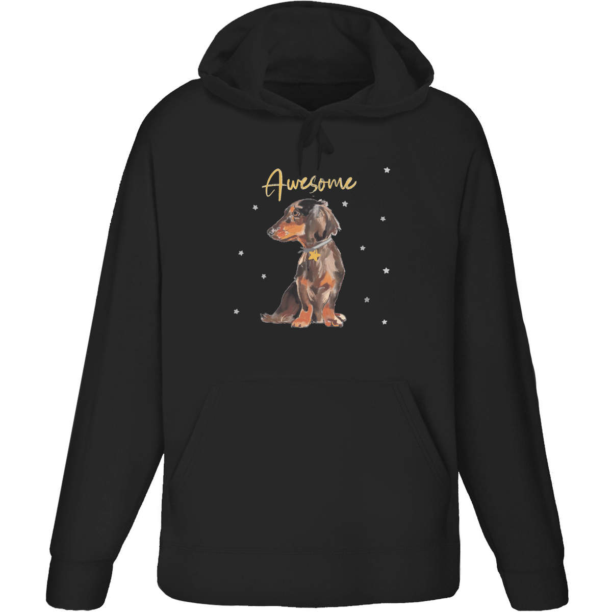 'Awesome Star Sausage Dog ' Adult Hoodie - Black, XL - Hooded Sweatshirt / Jumper for Training, Sports and Outdoor Wear (HO00217062)