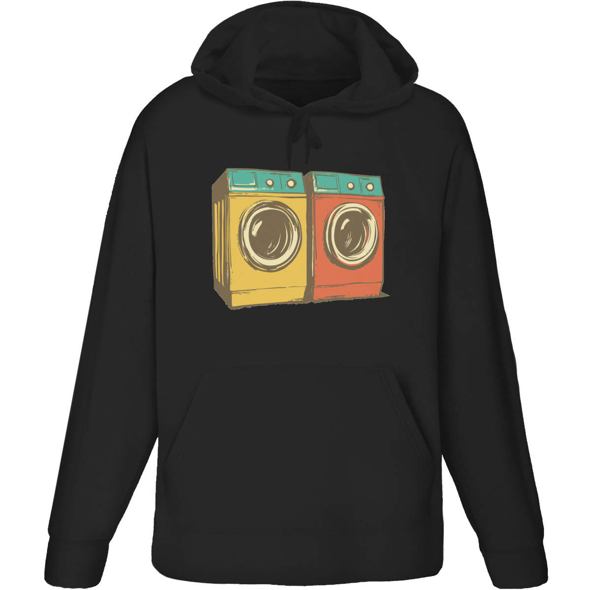 'Two Washing Machines' Adult Hoodie - Black, XL - Hooded Sweatshirt / Jumper for Training, Sports and Outdoor Wear (HO00324102)
