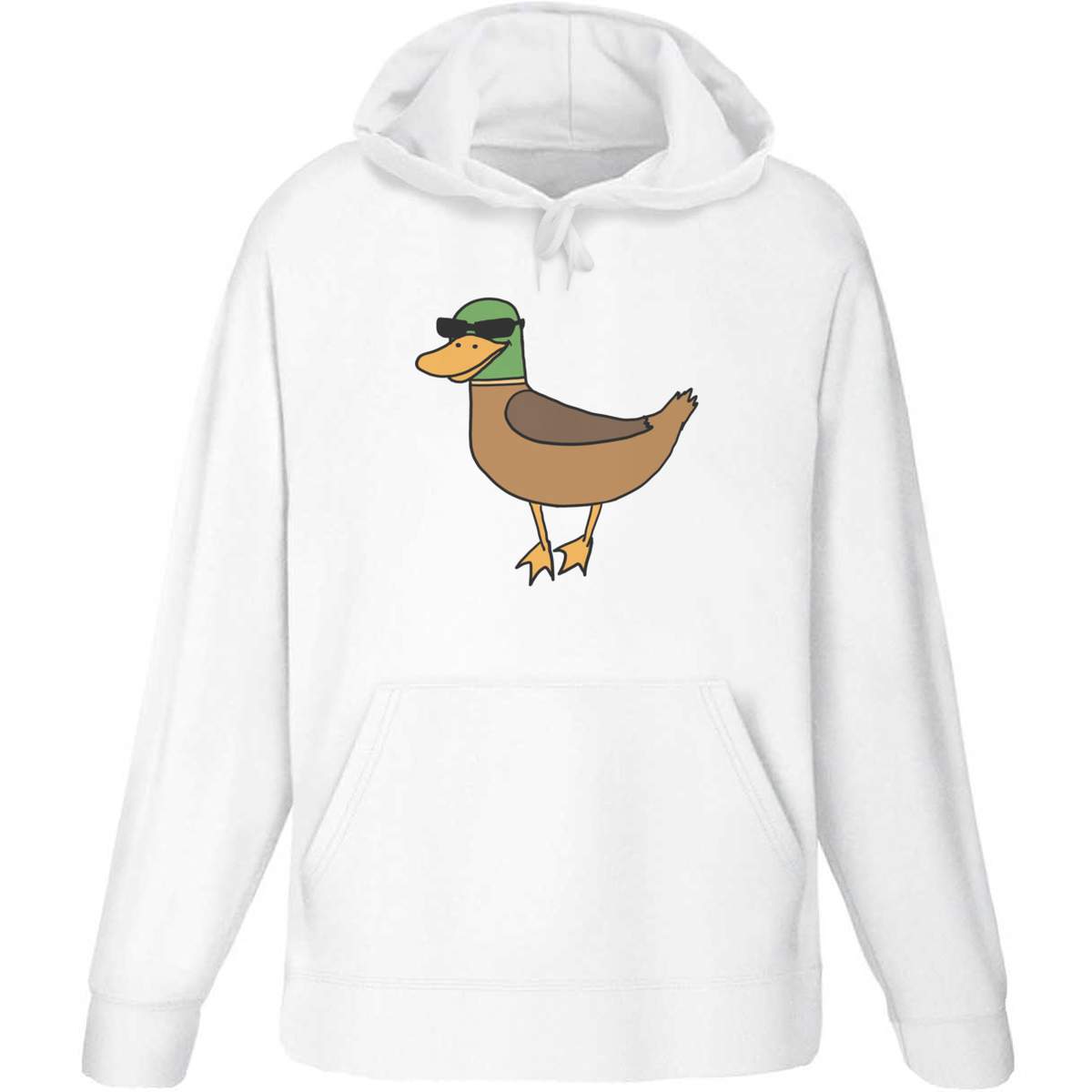 'Duck Wearing Sunglasses' Adult Hoodie - White, XXL - Hooded Sweatshirt / Jumper for Training, Sports and Outdoor Wear (HO00267568)