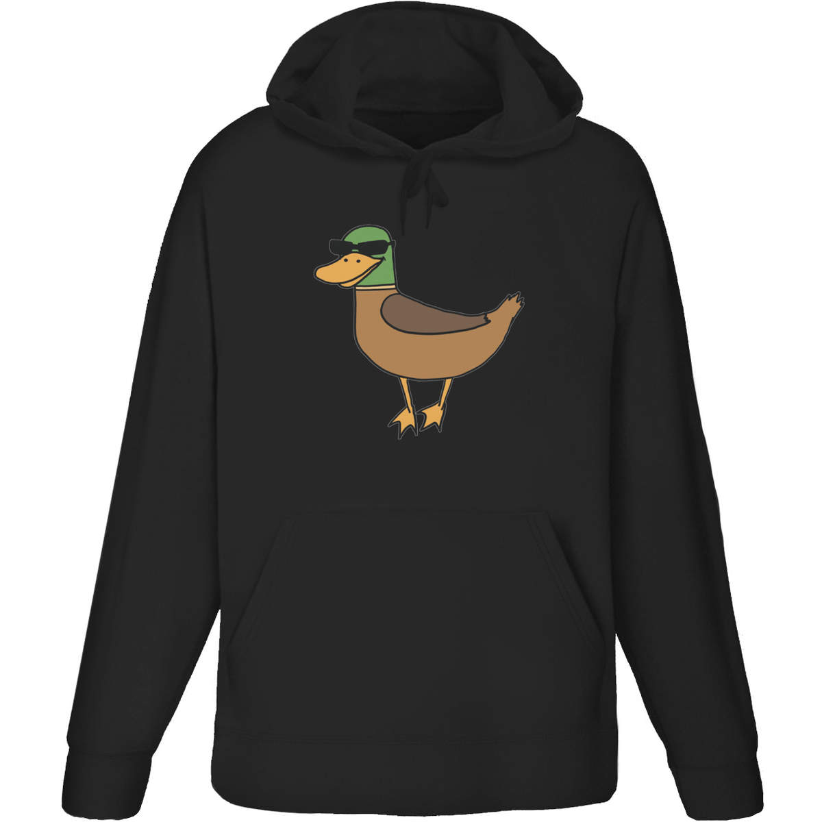 'Duck Wearing Sunglasses' Adult Hoodie - Black, XXL - Hooded Sweatshirt / Jumper for Training, Sports and Outdoor Wear (HO00267563)