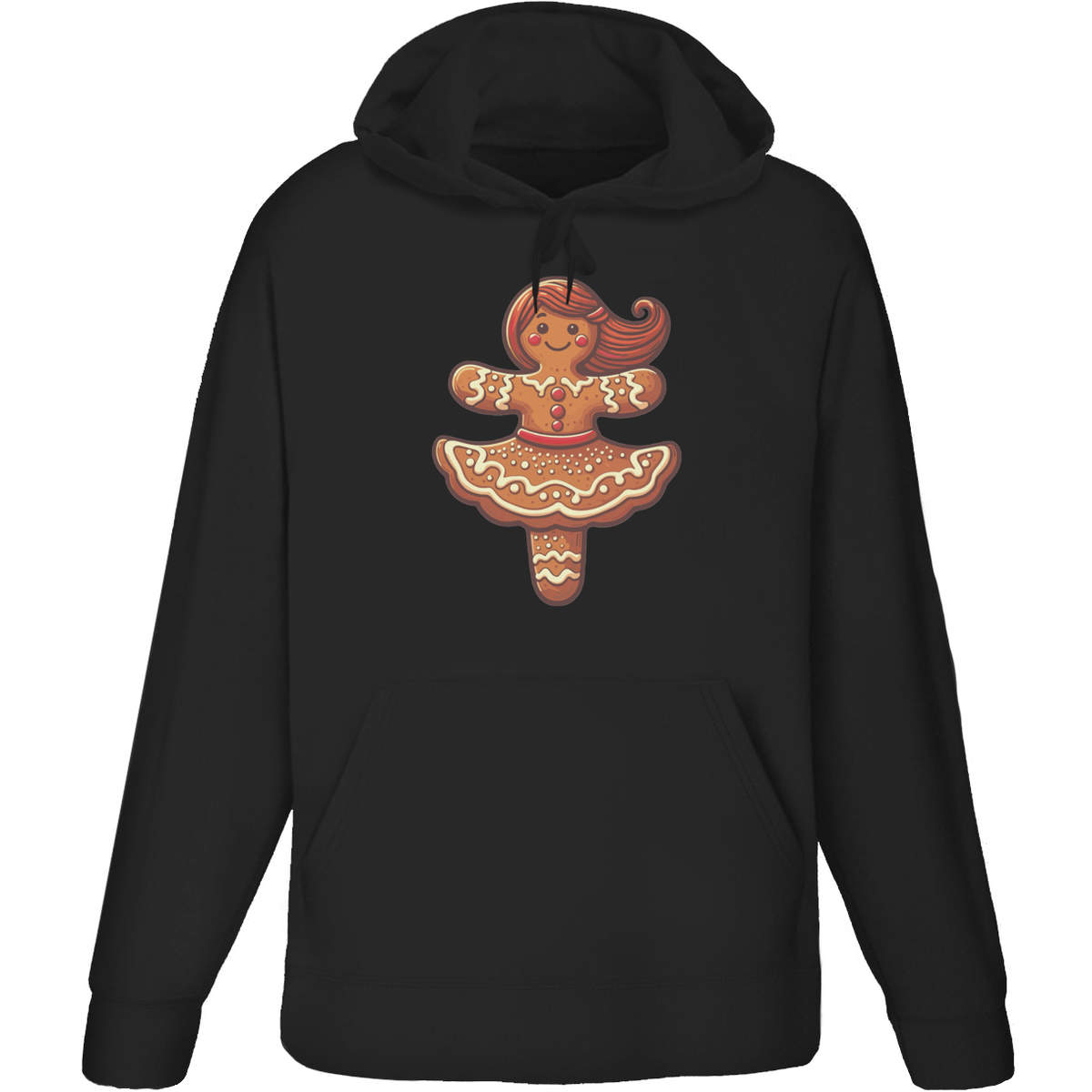 'Gingerbread Dancing Girl' Adult Hoodie - Black, XXL - Hooded Sweatshirt / Jumper for Training, Sports and Outdoor Wear (HO00292013)