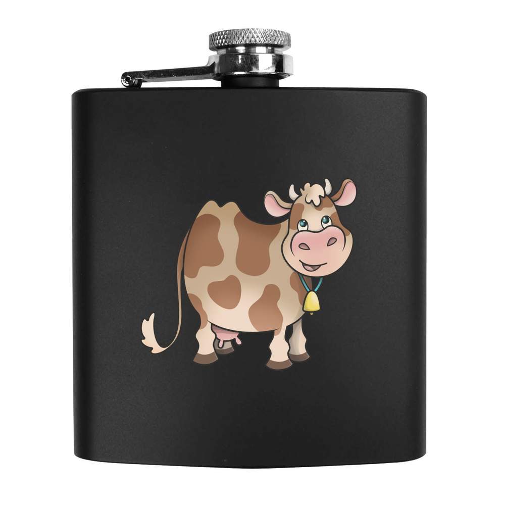 6oz (170ml) 'Happy Cow' Pocket Hip Flask (HP00011742)