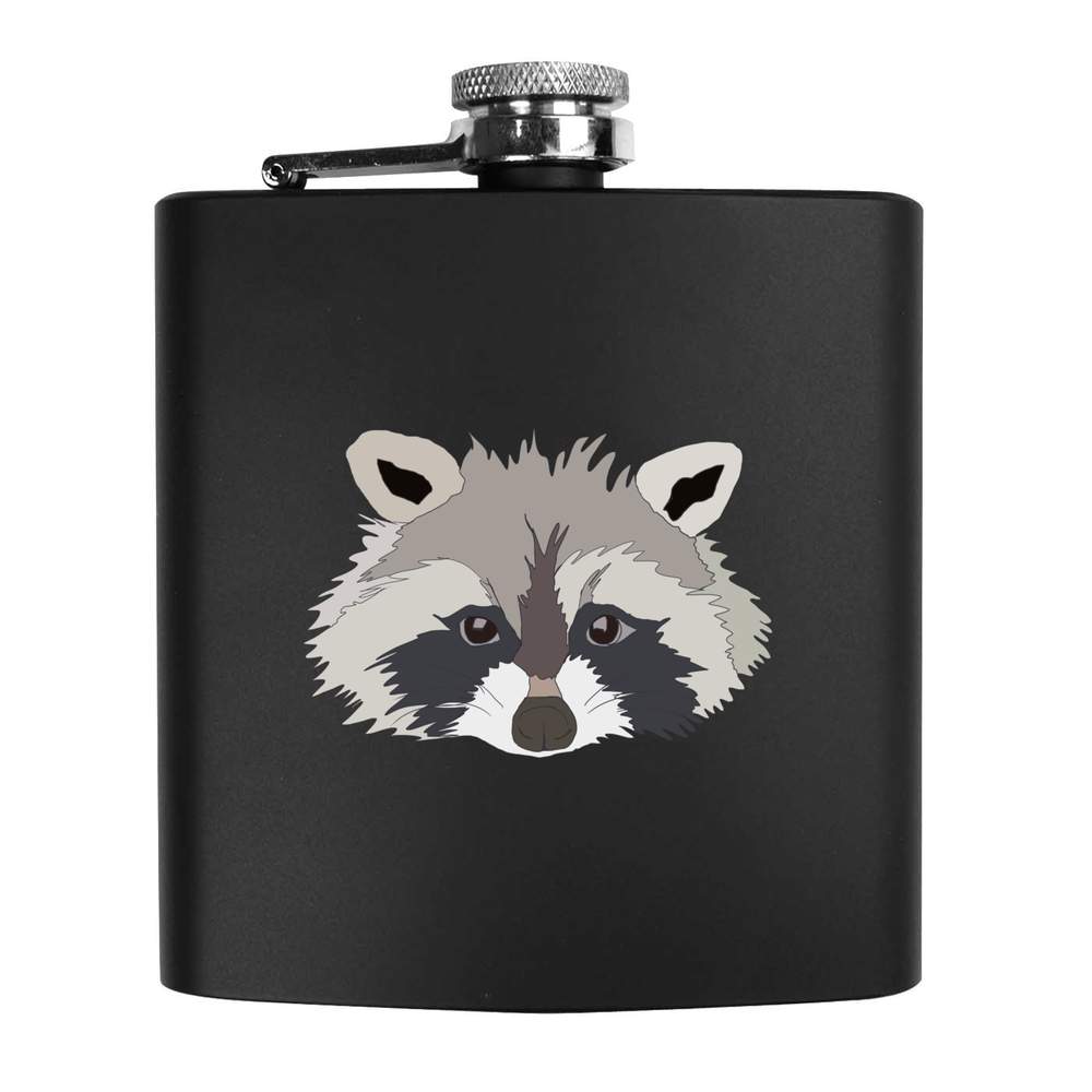6oz (170ml) 'Racoon Head' Pocket Hip Flask (HP00013642)