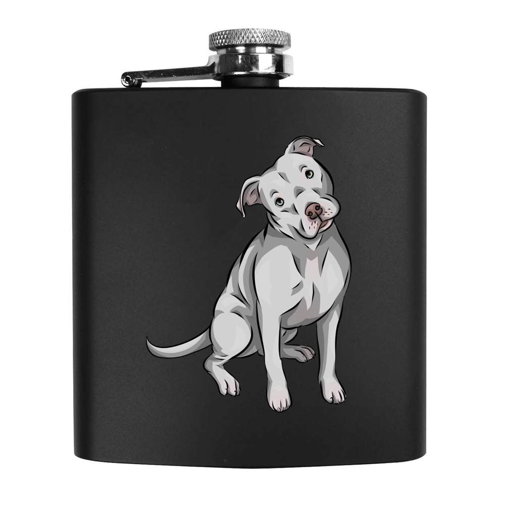 'American Pitbull Terrier' Pocket Hip Flask - Black, 6oz - 170ml Stainless Steel Drinks Flask for Travel, Weddings and Gifts (HP00017376)