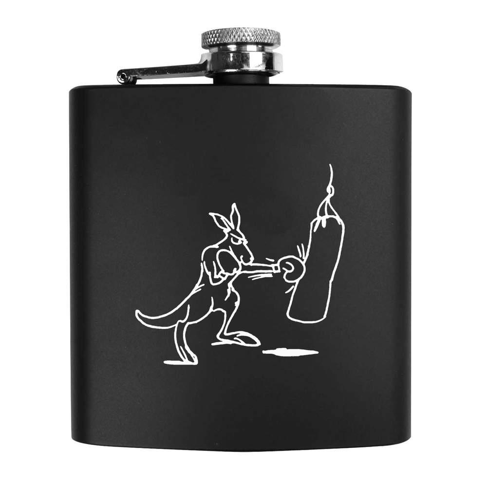 6oz (170ml) 'Boxing Kangaroo' Pocket Hip Flask (HP00023079)