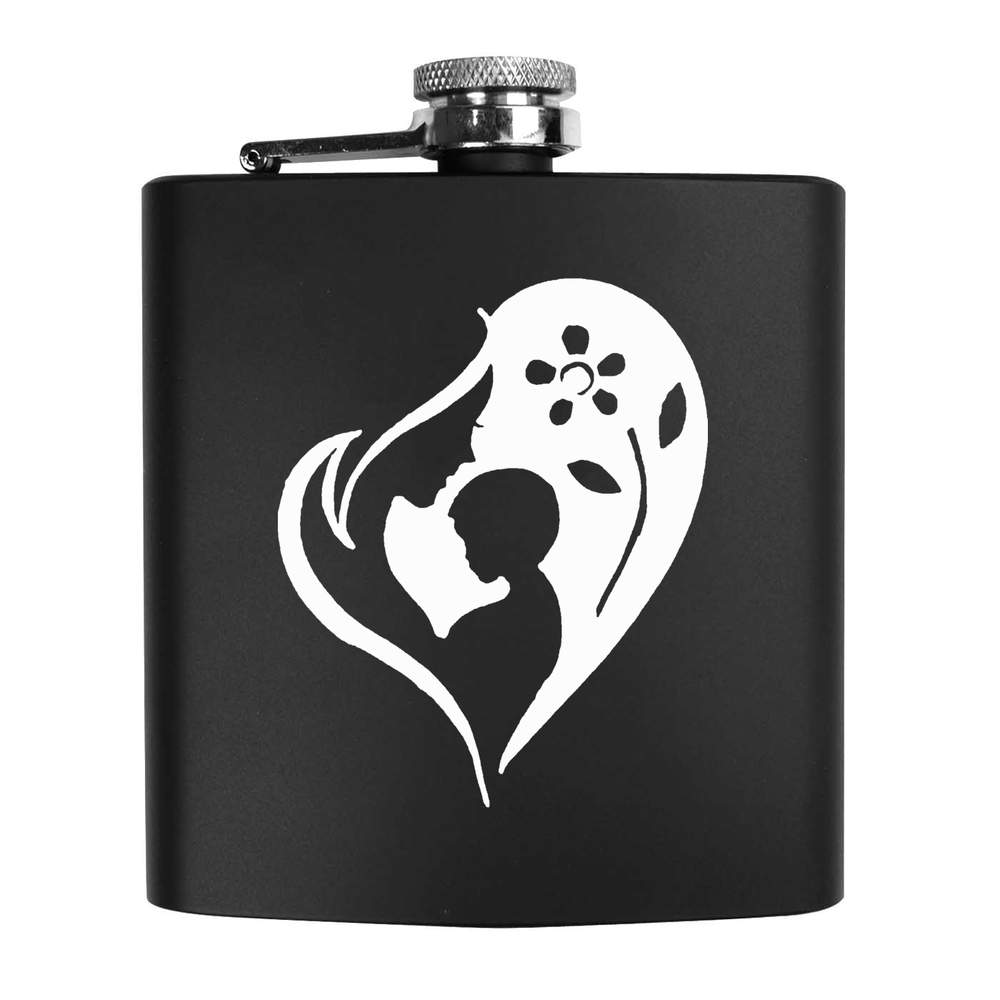 6oz (170ml) 'Mother & Child' Pocket Hip Flask (HP00023599)