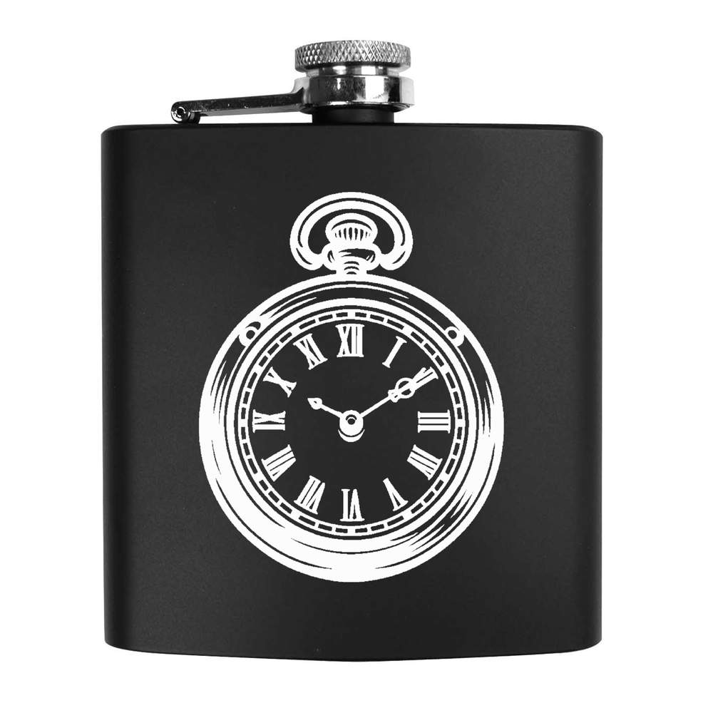 6oz (170ml) 'Vintage Pocket Watch' Pocket Hip Flask (HP00031567)