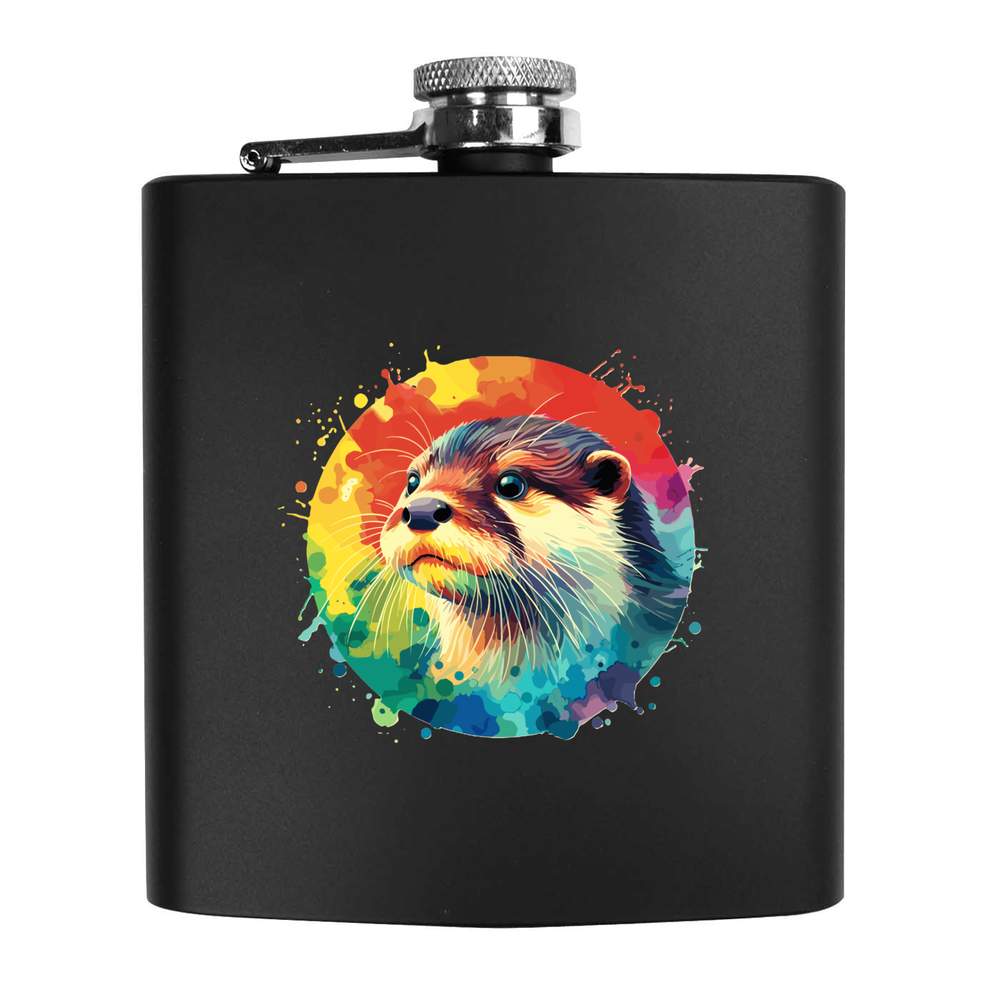 6oz (170ml) 'Colourful Otter' Pocket Hip Flask (HP00031943)