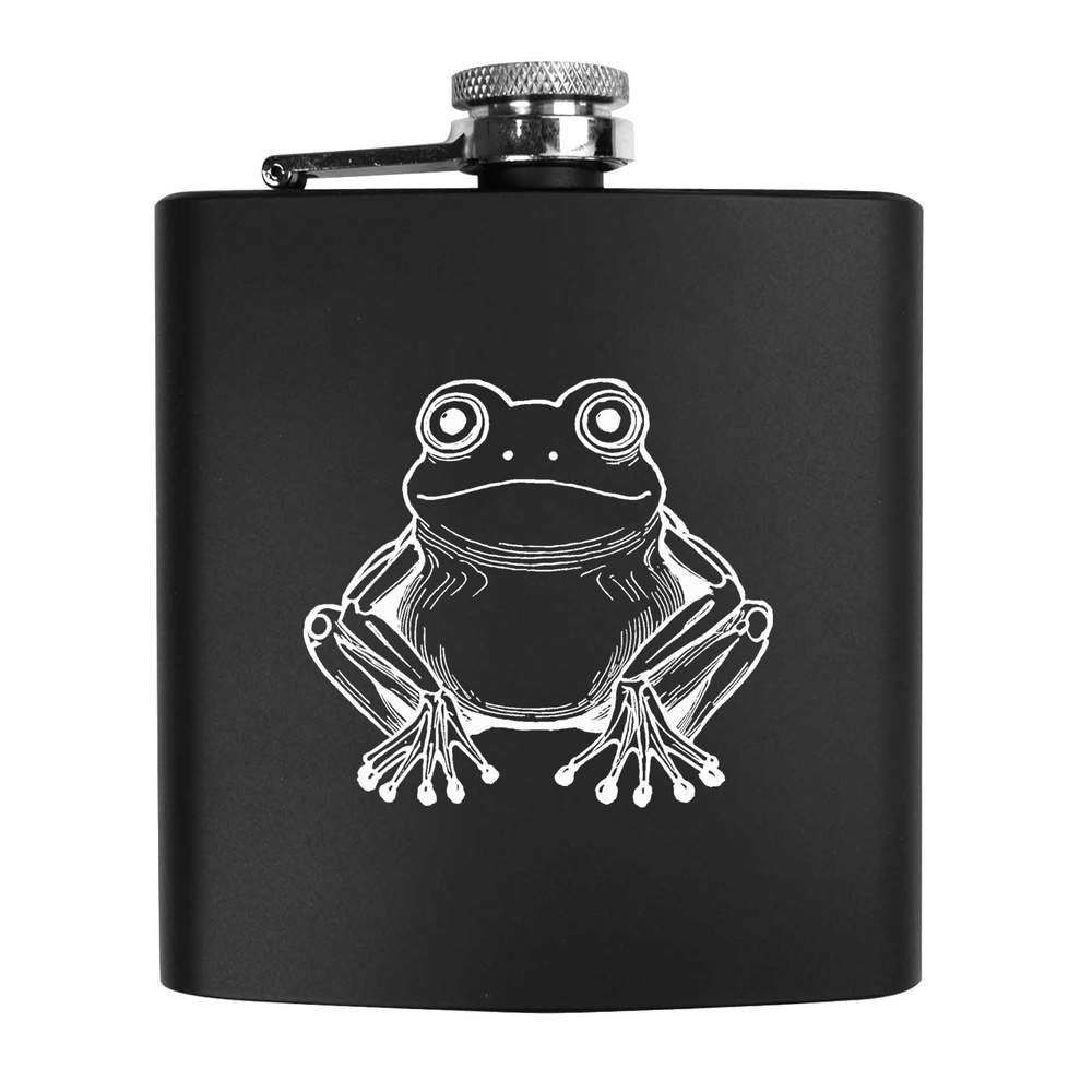 6oz (170ml) 'Sitting Frog' Pocket Hip Flask (HP00033502)