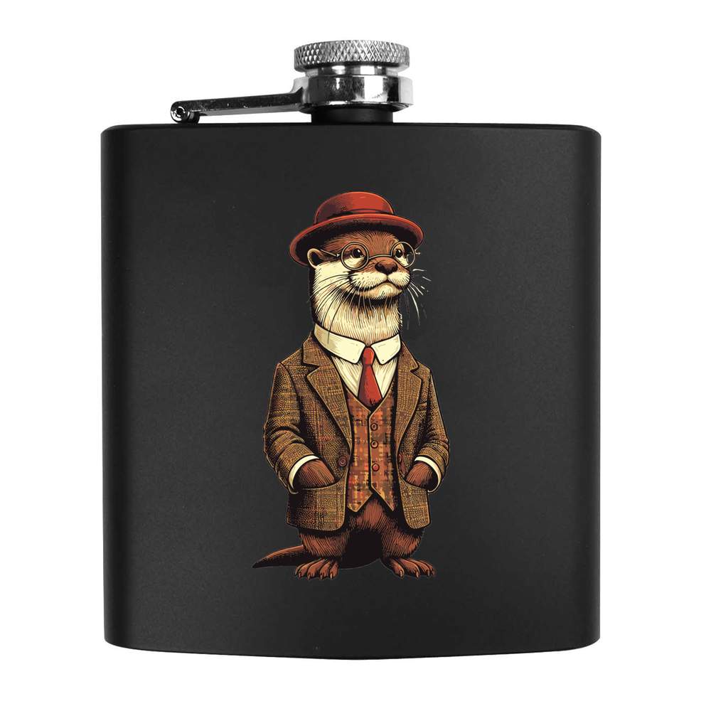 6oz (170ml) 'Smart Otter Wearing a Suit' Pocket Hip Flask (HP00033869)