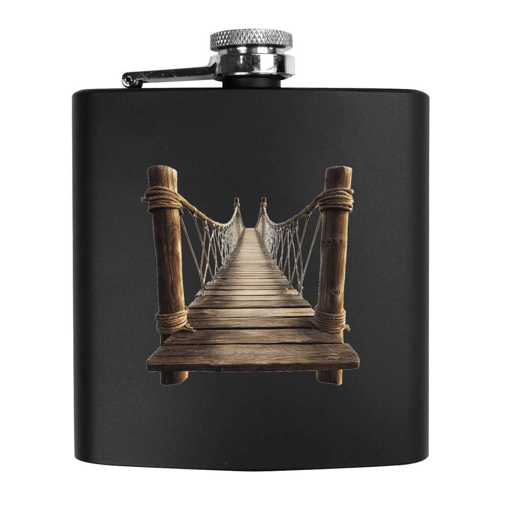 6oz (170ml) 'Wooden Bridge Front View' Pocket Hip Flask (HP00036636)
