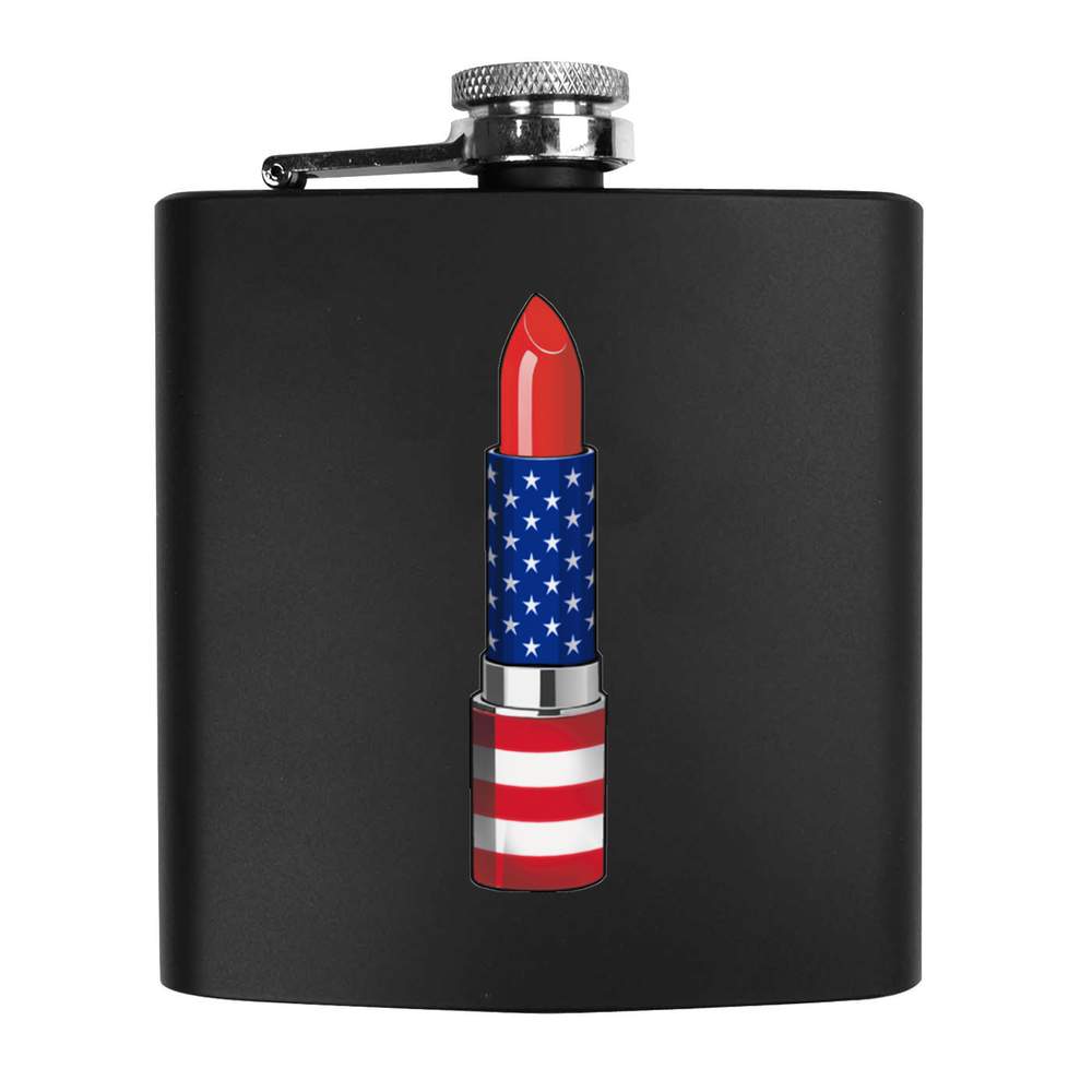 6oz (170ml) 'American Flag Lipstick' Pocket Hip Flask (HP00037055)
